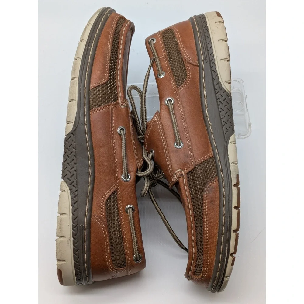 Sperry Top-Sider Mens Boat Shoes Size 11M Brown Leather Mesh Memory Foam
